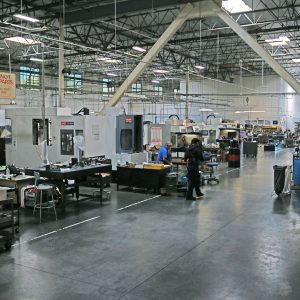 Looking from above, some of the machining centers can be seen.